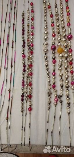 Редкие старинные новогодние гирлянды стеклярус