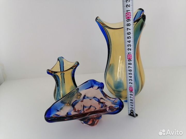 Вазы из цветного стекла чехия