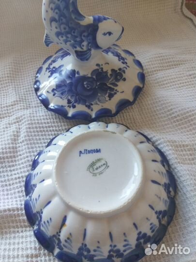 Икорница «Рыбка», гжель