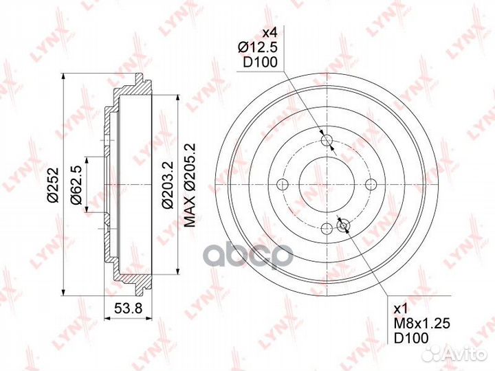 Барабан тормозной зад прав/лев BM1194 lynxauto