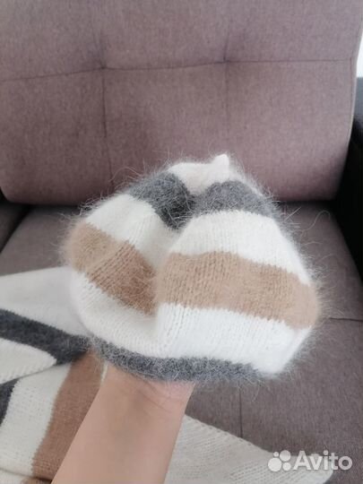 Комплект берет и бактус из пуха норки новый