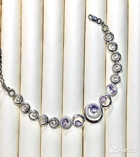 Колье. Браслет. Кольца серебряные. Александрит