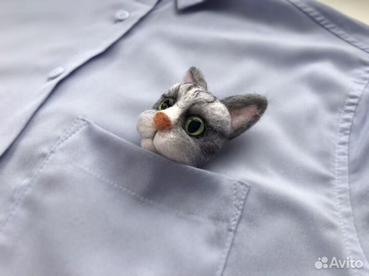 Брошь кошка ручной работы