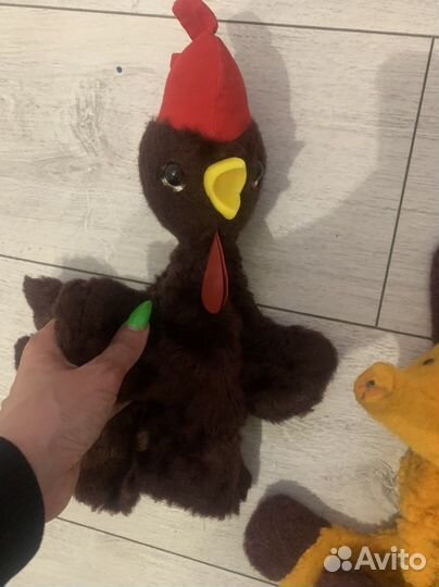 Советские игрушки на руку лиса и петух