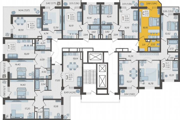 Квартира-студия, 27,4 м², 17/25 эт.