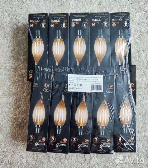 Лампы филаментные Gauss 10 шт, цоколь E14, 5Вт