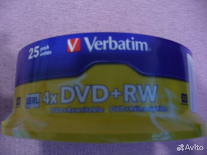 Диски DVD+RW Verbatim 4,7 Gb. Индия. 25 шт. Новые
