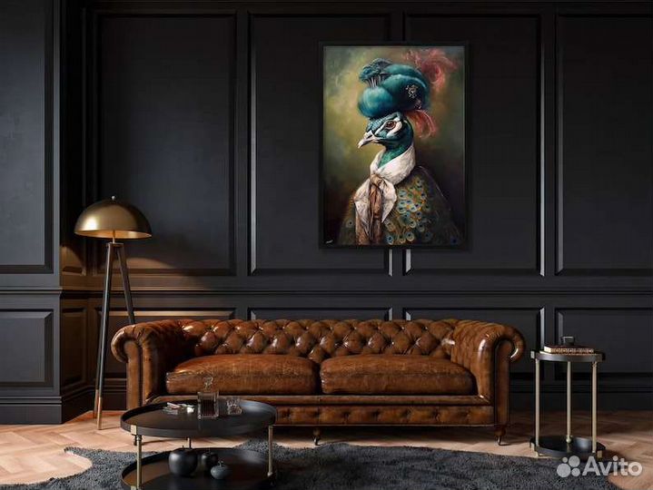 Мужчина павлин картина маслом