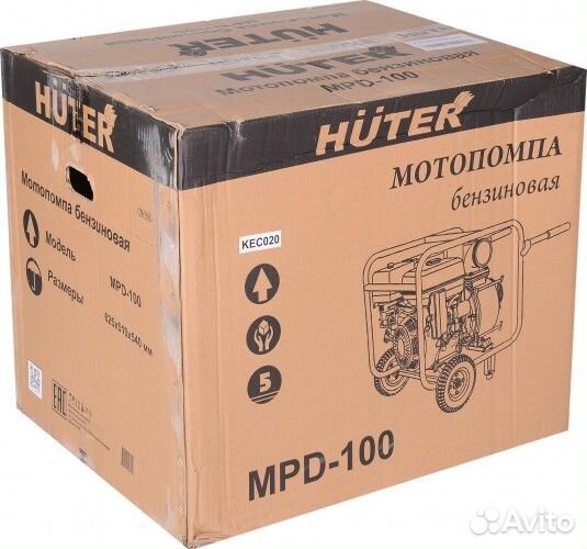 Мотопомпа бензиновая huter MPD-100 для грязной воды 70/11/6