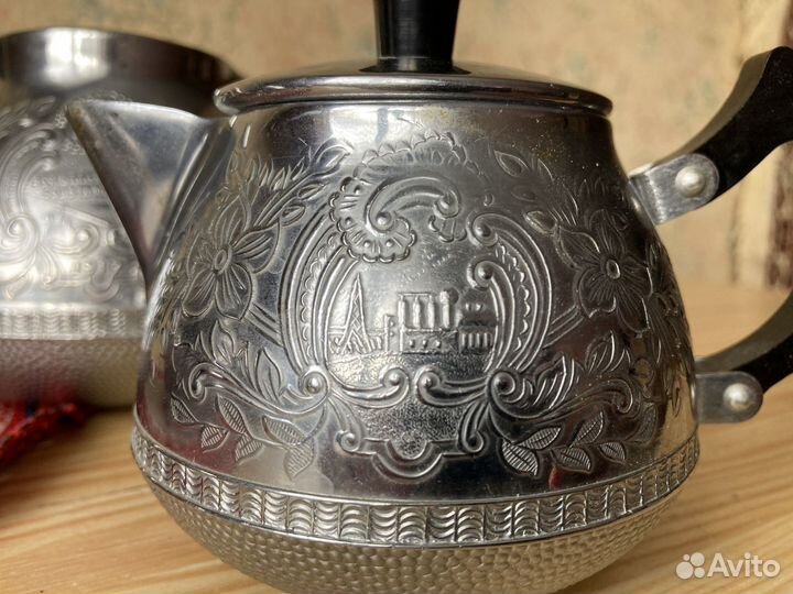 Чайно-кофейный металлический сервиз 50 лет СССР