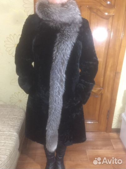 Шуба мутон+песец