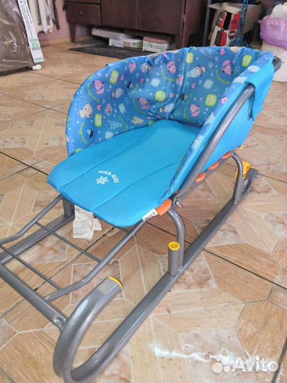 Детские санки коляска с колесами бу