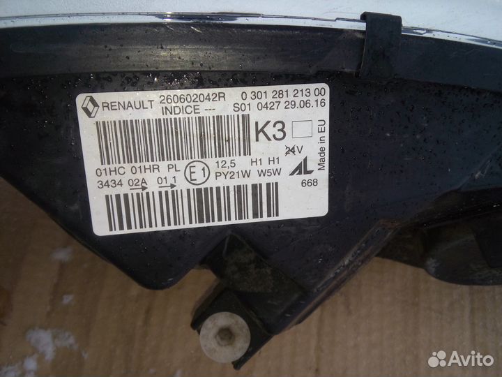 Фара левая Renault Kaptur