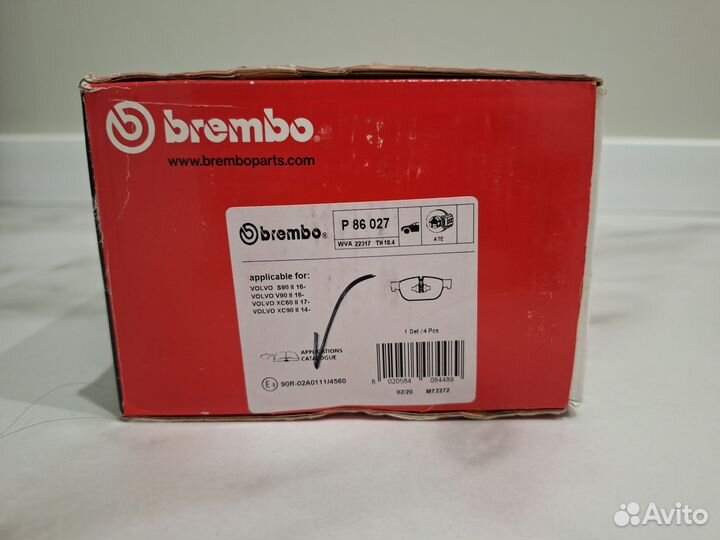 Колодки brembo P86027 передние