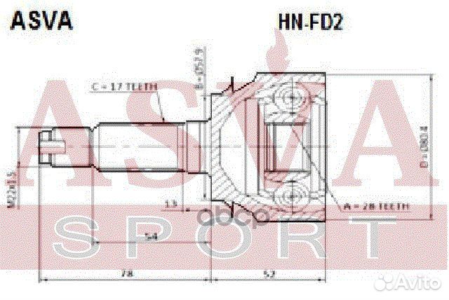 ШРУС внешний перед прав/лев honda/ civic FD