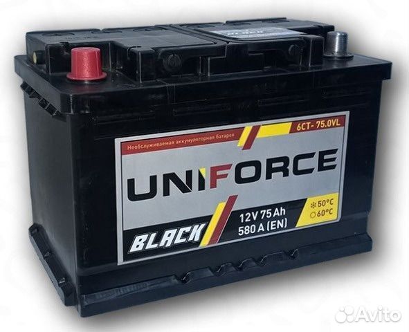 Аккумулятор Uniforce 75 Ач оп Рено Лога, Ларгус