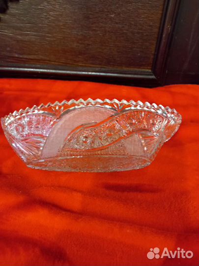 Ваза салатник хрустальная СССР алмазный рисунок