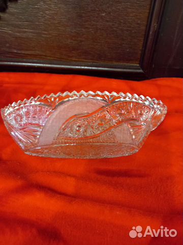 Ваза салатник хрустальная СССР алмазный рисунок