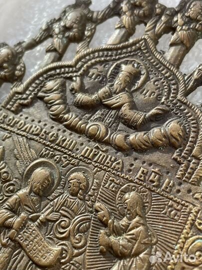 Икона латунь Богородица Боголюбская 18-19 век