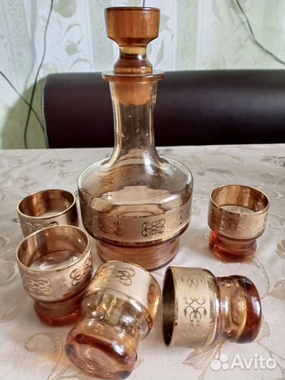 Графин со стопками 60 г. Богемия СССР