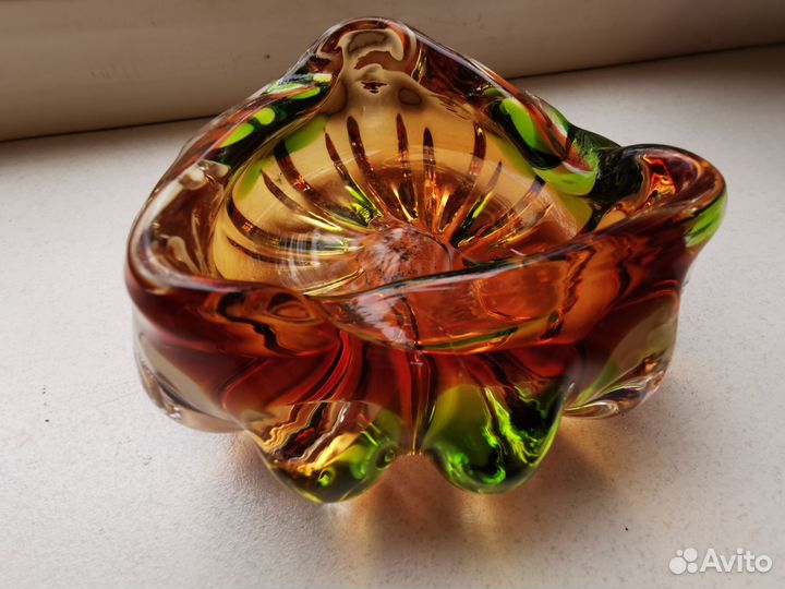 Пепельница муранское и кобальтовое стекло СССР