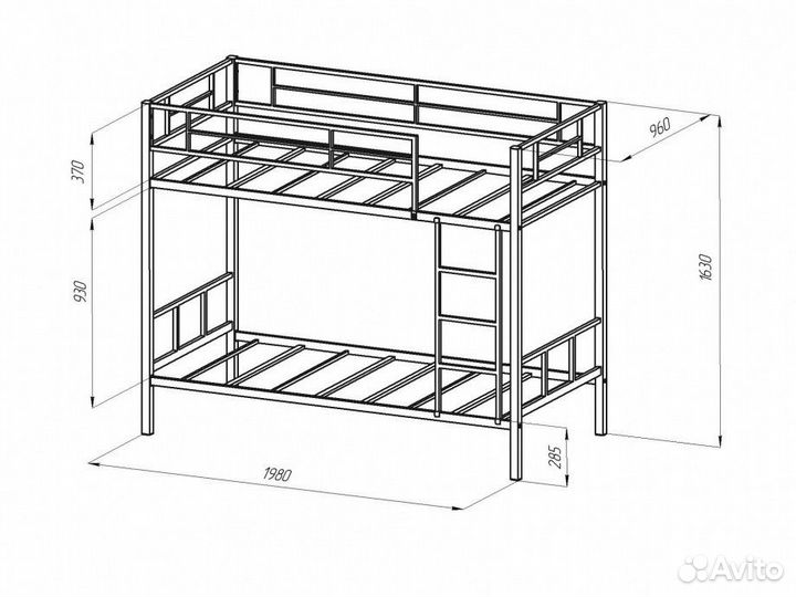 Двухярусная металлическая кровать