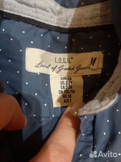 Рубашки hm синяя 98, белая 116