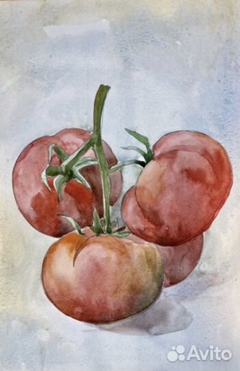 Картина акварелью Помидоры