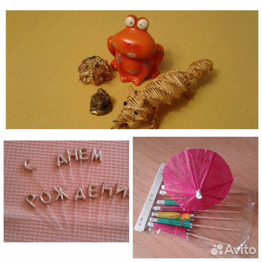 Статуэтки,талисманы, копилка, свечи на торт