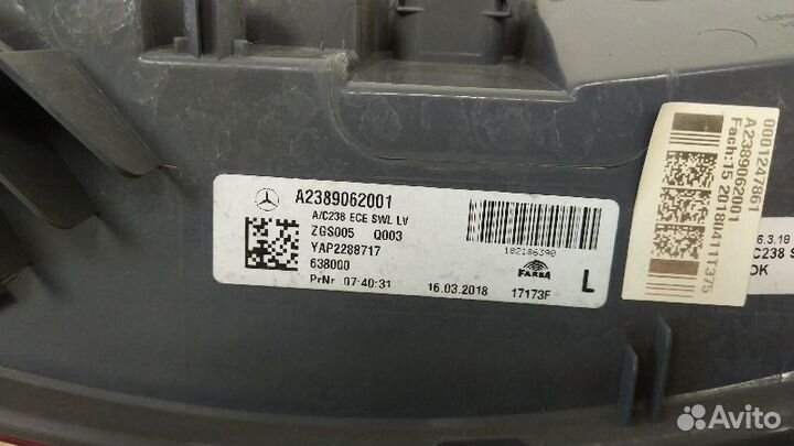 Фонарь задний левый Mercedes-Benz E238 / C238