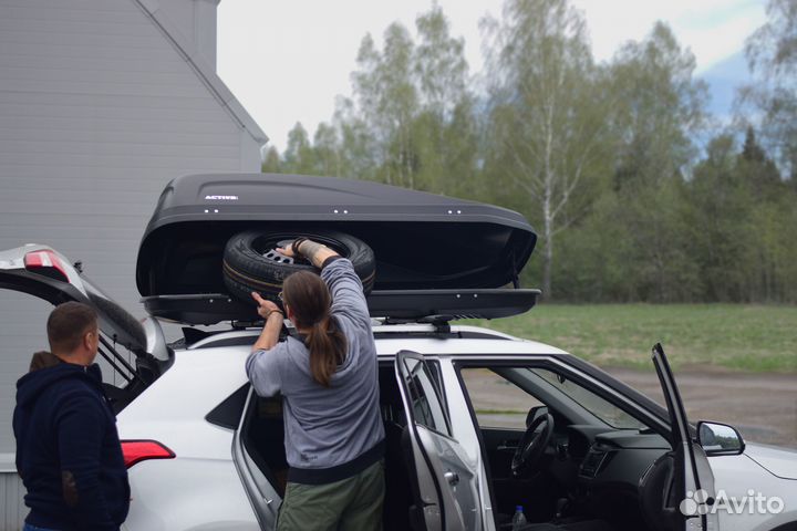 Автобокс багажник Active М Черный двусторонний