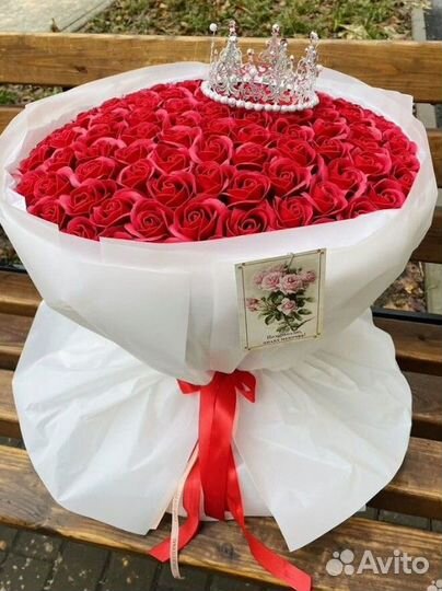 101 роза букет из мыльных роз, букет роз 101