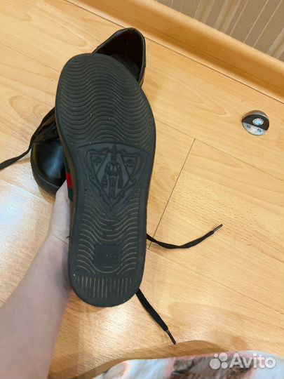 Кожаные кеды gucci унисекс