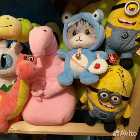 Мягкие игрушки новые акула, стич, авокадо, пикачу