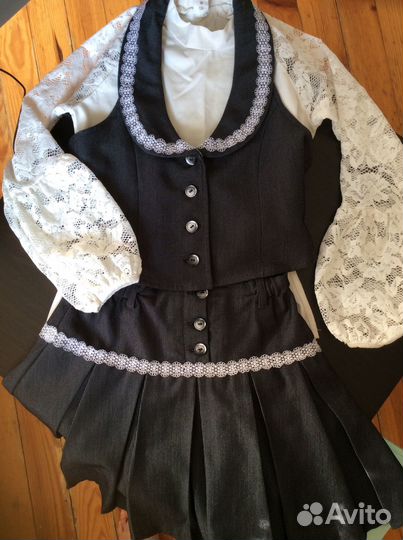 Школьная форма серая 128 134 жилет юбка