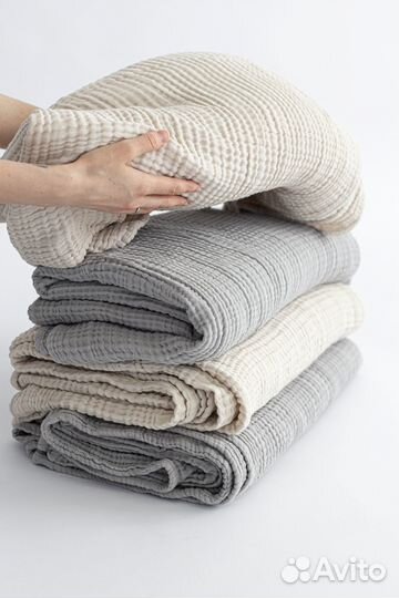 Муслиновый плед покрывало их хлопка бежевый