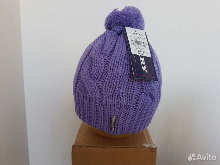 Вязаная шапка для девочек фиолетовая Kerry р 54 56