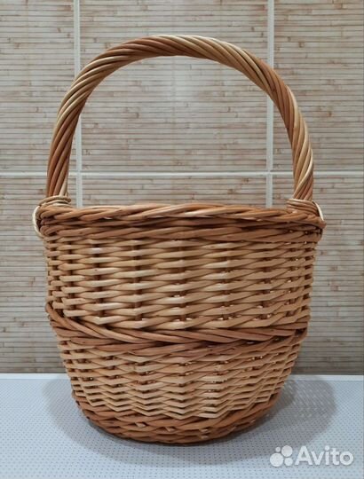 Корзина плетёная, из ивы, круглая, 3-4 л