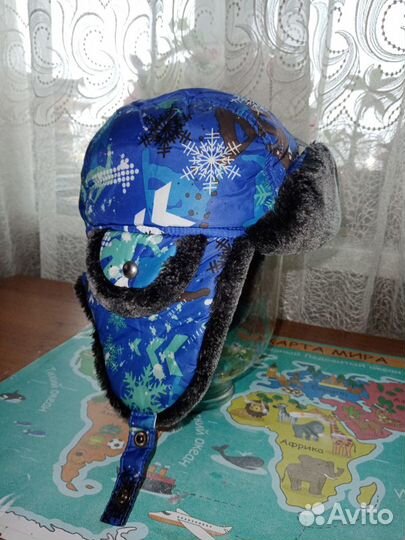 Ушанка-шапка мальчику, 53-55 см