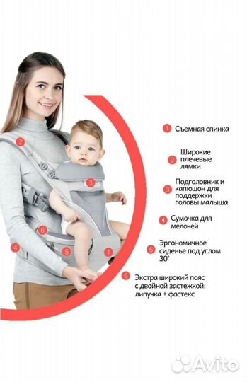 Хипсит со спинкой для малышей эргорюкзак