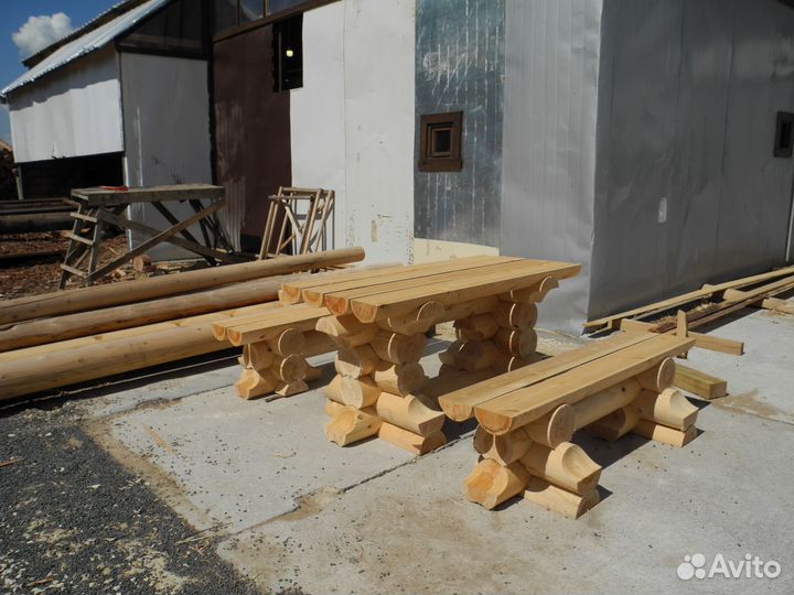 Сруб стола из оцилиндрованного бревна для Бани