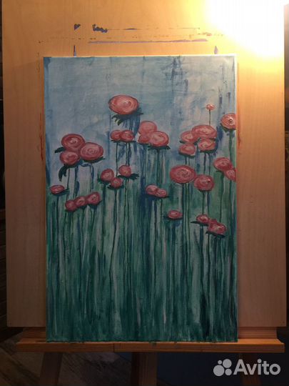 Картина «Лесная роза». Абстракция. Холст.Акрил.40x