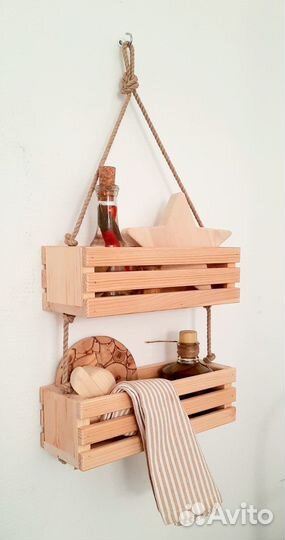 Деревянные подвесные полки ящики hand made