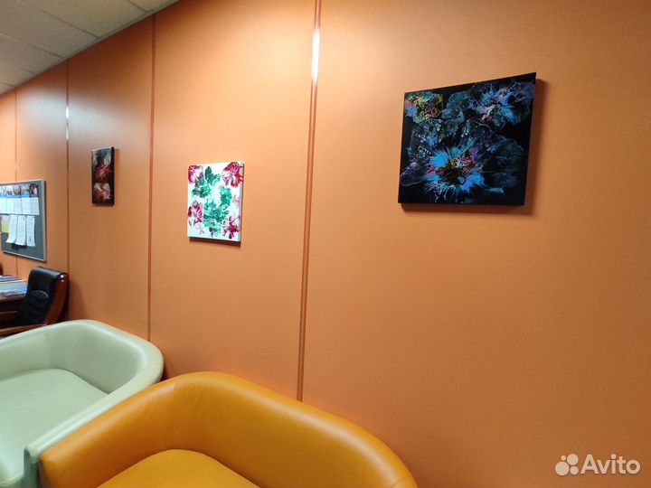 Картина жидкий акрил 40х40 абстракция