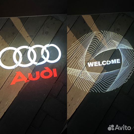 Лазерная проекция в дверь audi