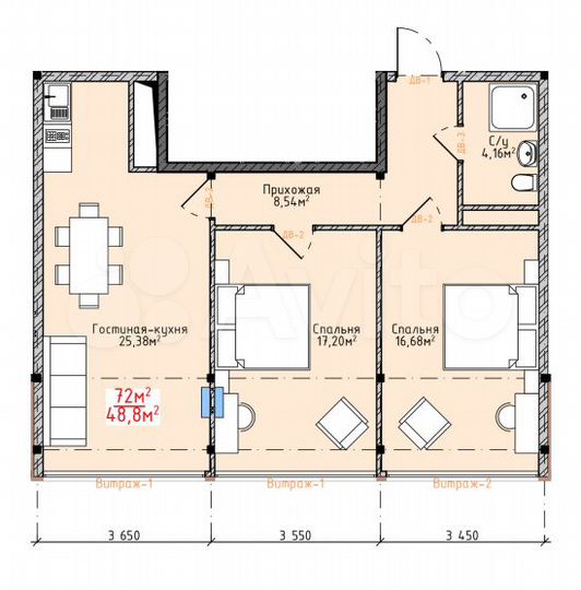 2-к. квартира, 72 м², 17/17 эт.
