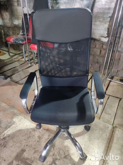 Компьютерное кресло руководителя сетка+кожа