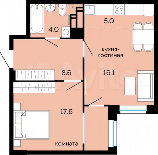 2-к. квартира, 51,3 м², 15/25 эт.