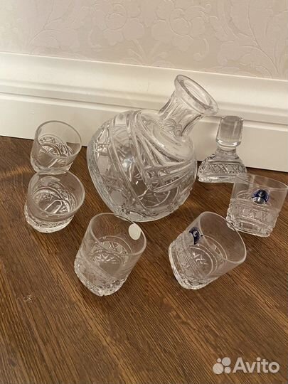 Графин со стаканами богемия
