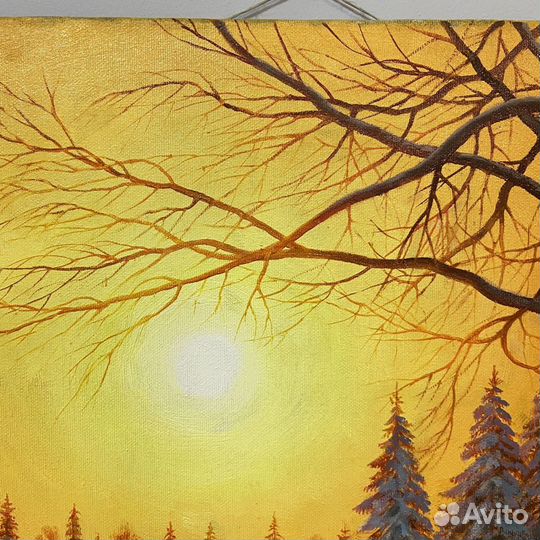 Картина В зимнем лесу 100х70 см Художник Петряшев